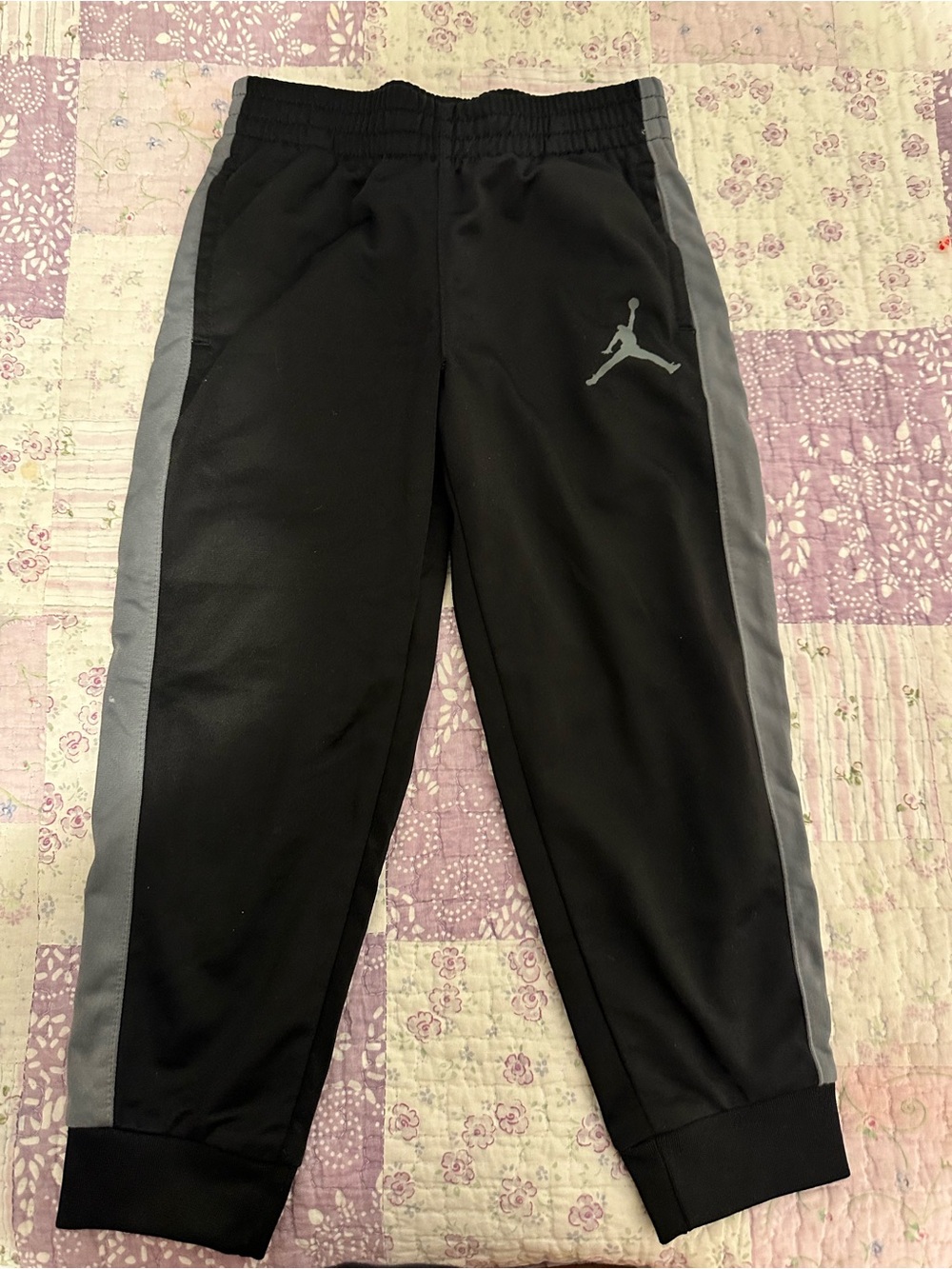 Jordan Black Joggers with Gray Side Stripes